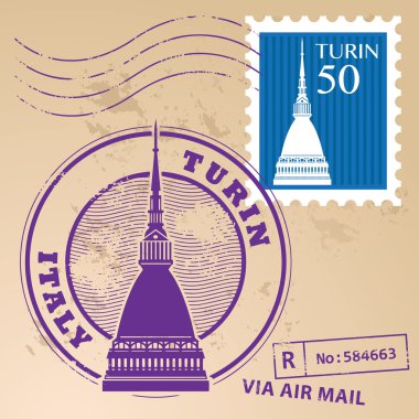 Grunge damgası ile kelime turin, İtalya içinde ayarla