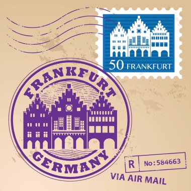 Grunge damgası ile kelime frankfurt, Almanya içinde ayarla