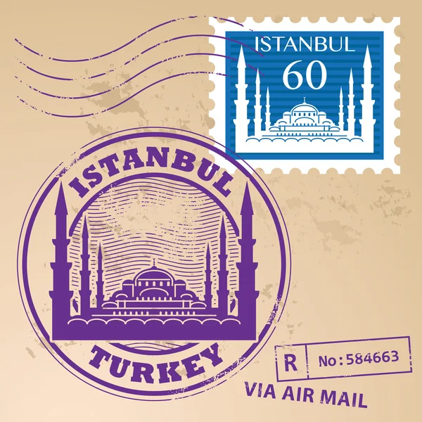 用词伊斯坦布尔，土耳其内部设置的 grunge 橡皮戳 — 图库矢量图片