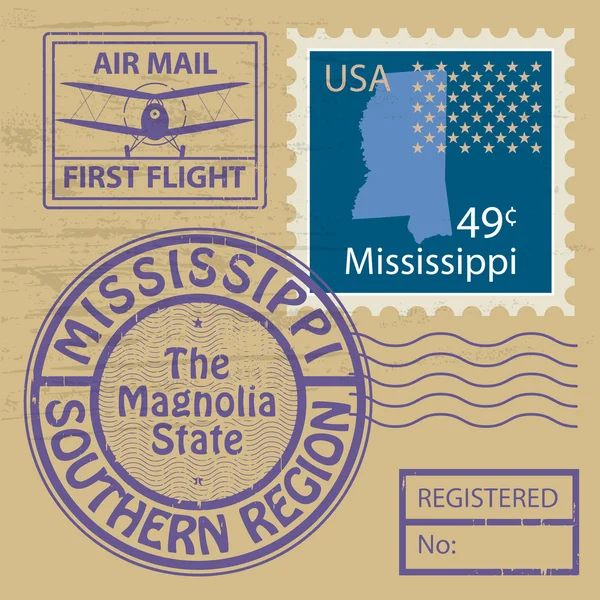 Sello de goma Mississippi — Archivo Imágenes Vectoriales