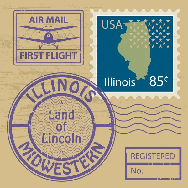 Sello de goma Illinois — Archivo Imágenes Vectoriales