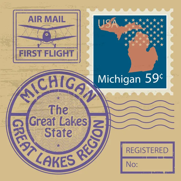 Rubber stamp Michigan — Stock Vector