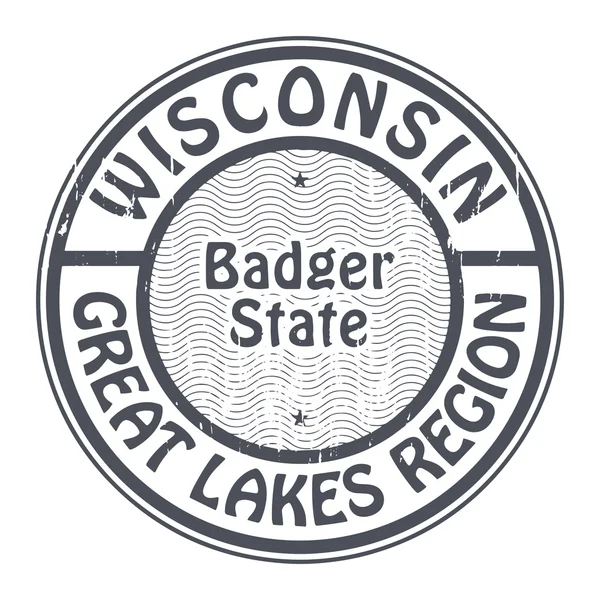 Stamp Wisconsin, Great Lakes Region — Stock Vector