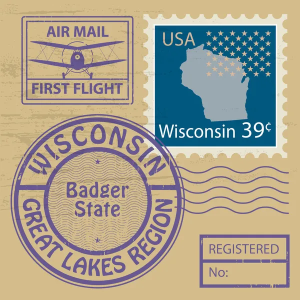 Rubber stempel wisconsin — Stockvector