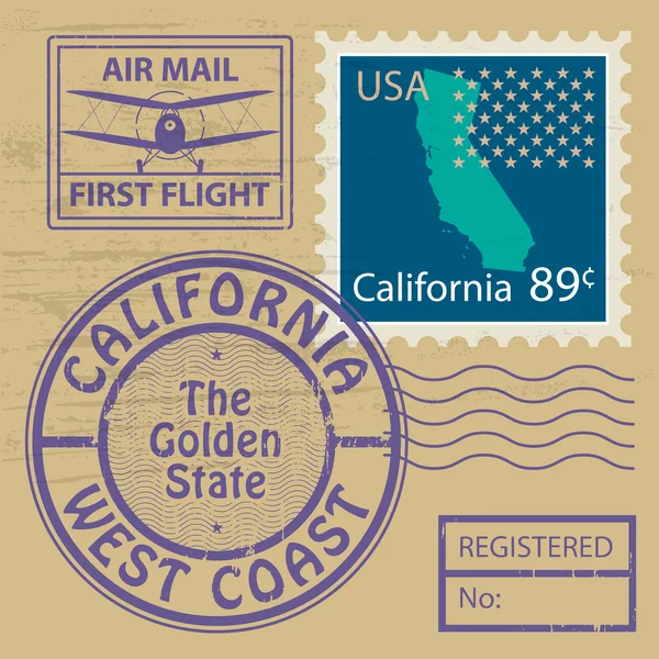 Rubber stamp California — Stock Vector