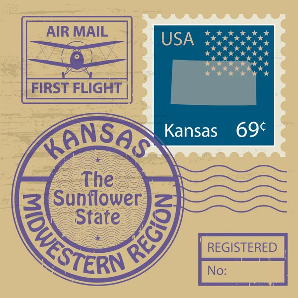 Rubber stempel kansas — Stockvector