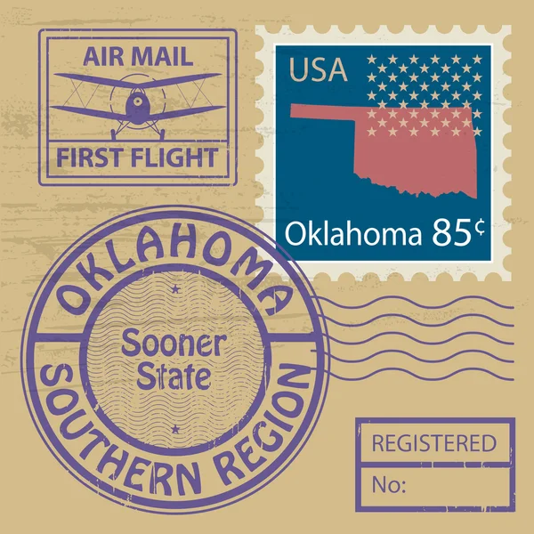 Stamp set with name of Oklahoma — Stock Vector