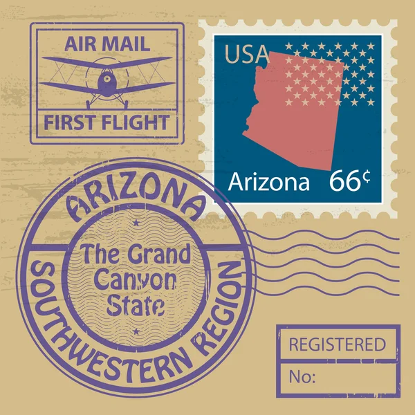 Stempel instellen met naam van arizona — Stockvector