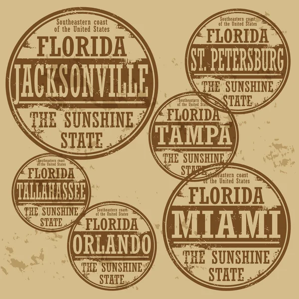 Stamp of Florida cities — Stock Vector