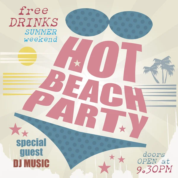 Ретро вечірка на пляжі плакат — стоковий вектор