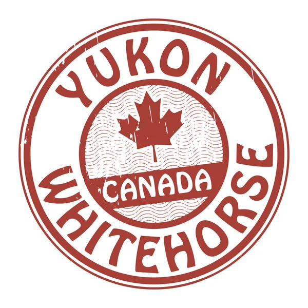 Stamp with name of Canada, Yukon and Whitehorse — Stock Vector