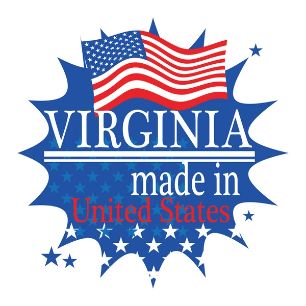 Etiqueta con bandera y texto Made in Virginia — Archivo Imágenes Vectoriales