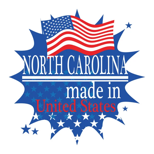 Etichetta con bandiera e testo Made in North Carolina — Vettoriale Stock