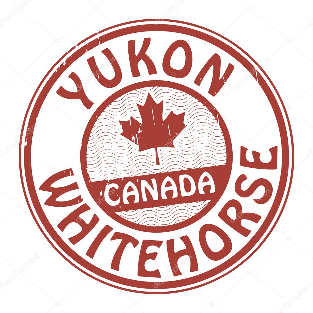Stamp with name of Canada, Yukon and Whitehorse