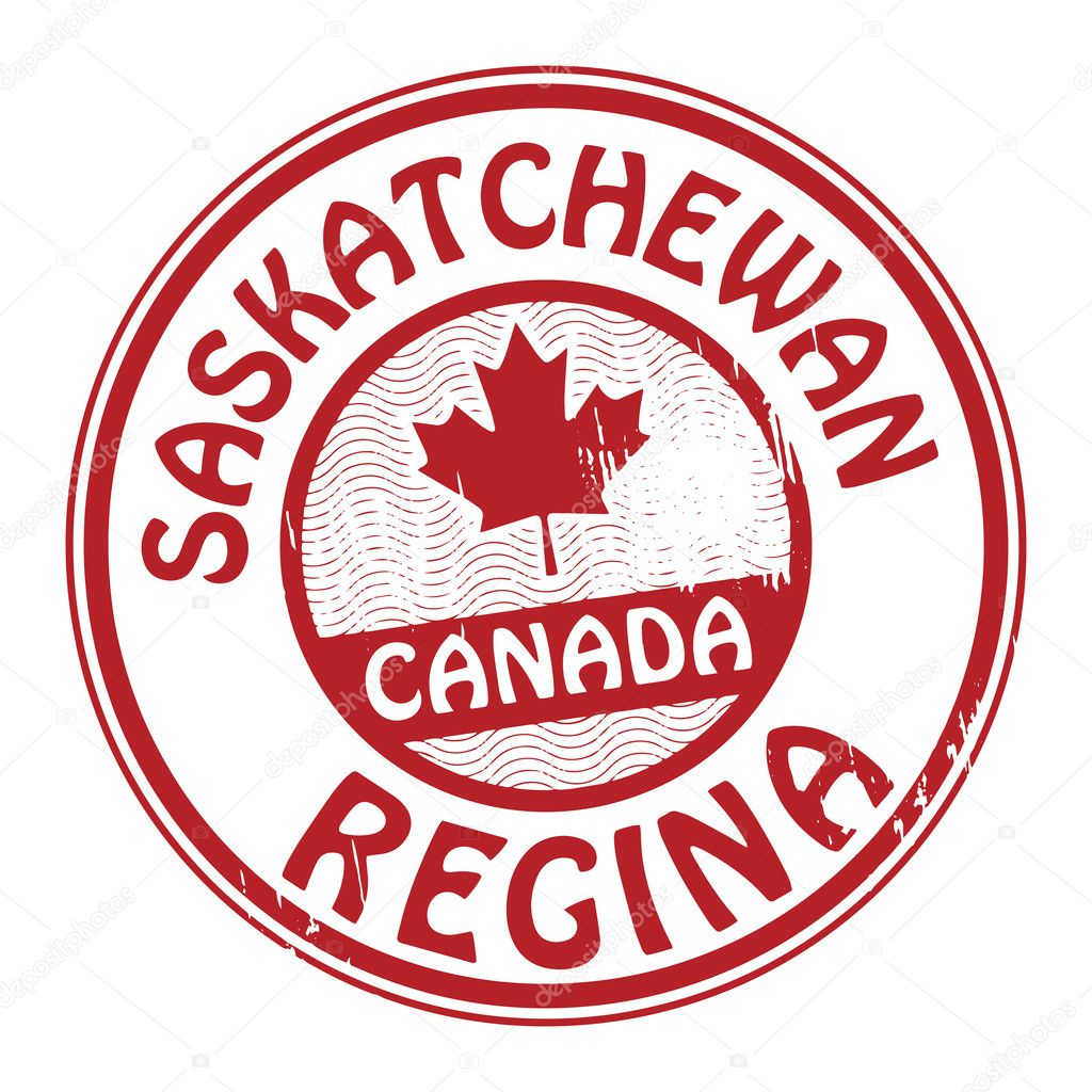 Stamp with name of Canada, Saskatchewan and Regina