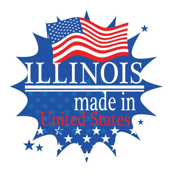 Etiqueta com bandeira e texto Made in Illinois — Vetor de Stock