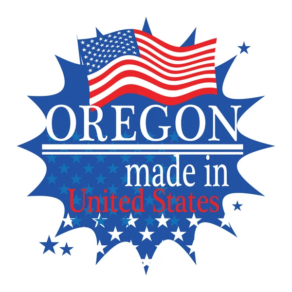 Étiquette avec drapeau et texte Fabriqué en Oregon — Image vectorielle