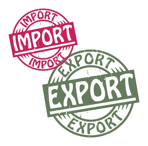 Absztrakt grunge gumibélyegző készlet-val a szöveg import - export-w — Stock Vector