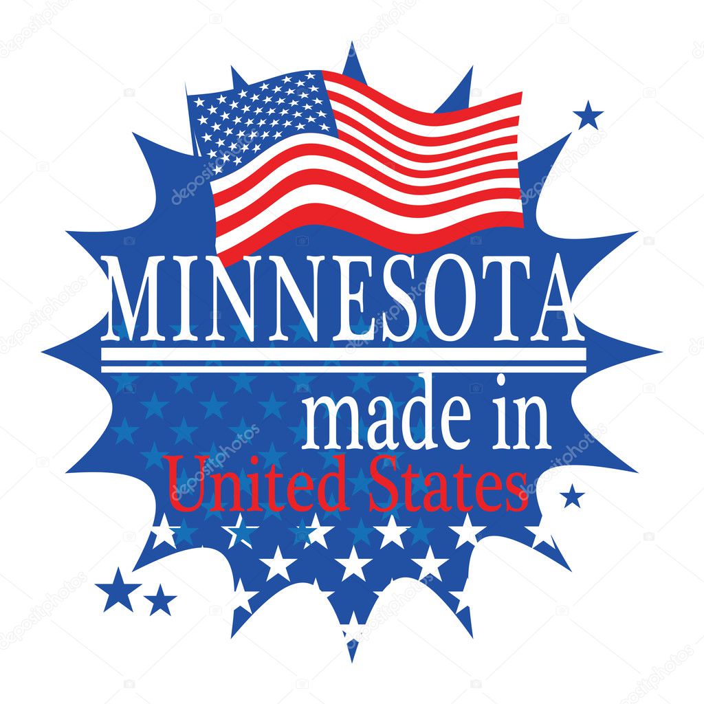 Label with flag and text Made in Minnesota