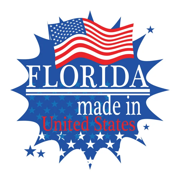 Etichetta con bandiera e testo Made in Florida — Vettoriale Stock