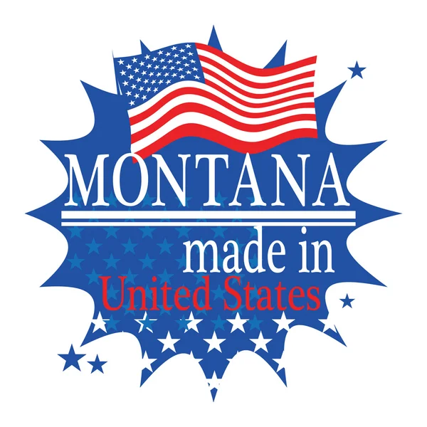 Etiqueta con bandera y texto Made in Montana — Vector de stock