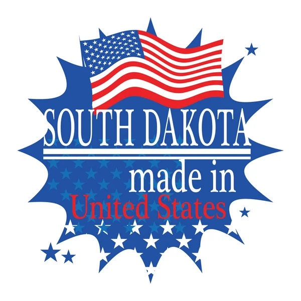 Etikett med flaggan och texten i south dakota — Stock vektor