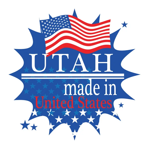 Etiqueta com bandeira e texto Made in Utah — Vetor de Stock