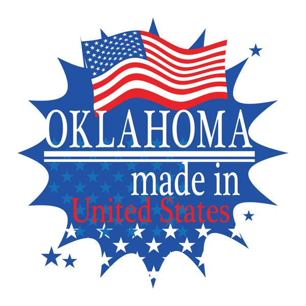 Etikett mit Fahne und Text made in oklahoma — Stockvektor