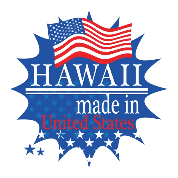 Etykieta flaga i tekst w Hawaje — Wektor stockowy