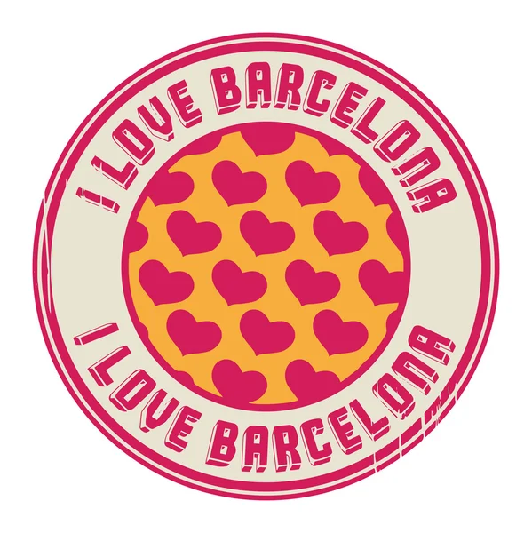 Francobollo con testo I love Barcelona — Vettoriale Stock