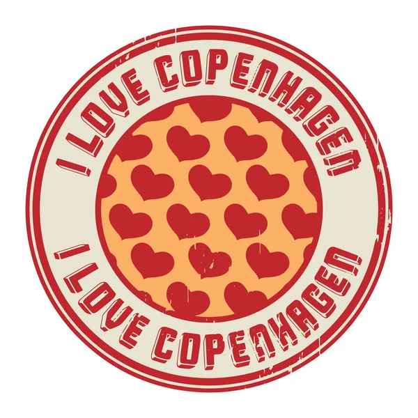 Sello con texto I love Copenhagen — Vector de stock