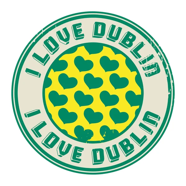 Francobollo con testo I love Dublin — Vettoriale Stock