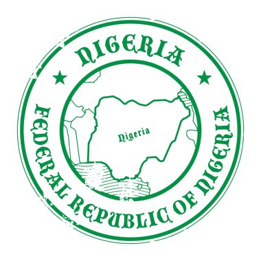 Grunge lastik damga adı ve Nijerya Haritası