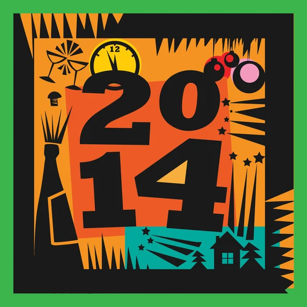 Nouvelle année 2014 carte de voeux — Image vectorielle