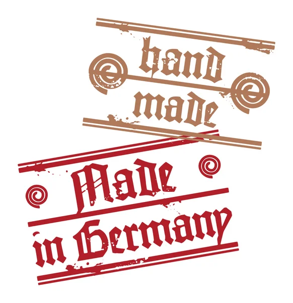 Grunge rubber stamp with the words Hand Made, Made in Germany — Stock Vector