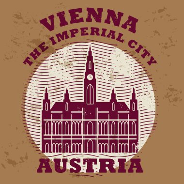 Grunge lastik damgası ile kelime vienna, austria içinde