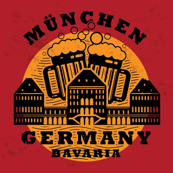 Briefmarkensatz mit den Wörtern München, Bayern, Deutschland innen — Stockvektor