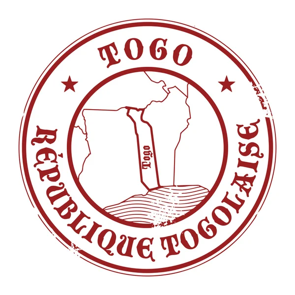 Grunge σφραγίδα με το όνομα και το χάρτη του Τόγκο — Διανυσματικό Αρχείο