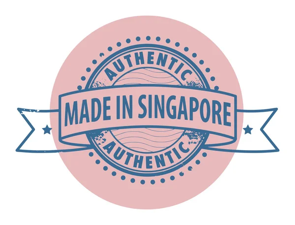 Timbre avec le texte Authentique, Fabriqué à Singapour — Image vectorielle