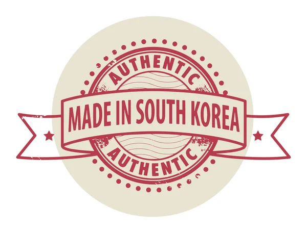 Stamp with the text Authentic, Made in South Korea — Stock Vector