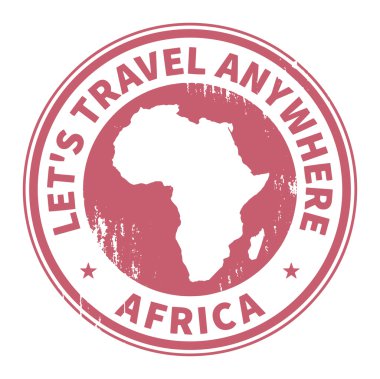 Grunge lastik damga metni ile seyahat Afrika t