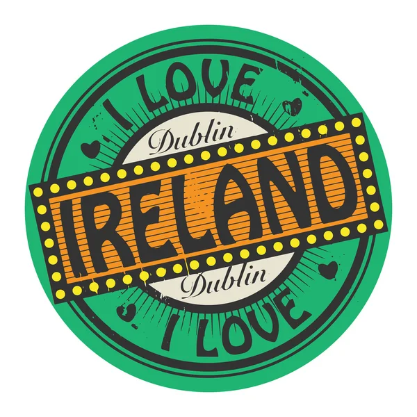 Grunge sello de color con texto I Love Ireland dentro — Archivo Imágenes Vectoriales