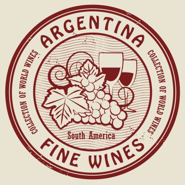 Grunge lastik damgası ile kelime Arjantin, kaliteli şaraplar