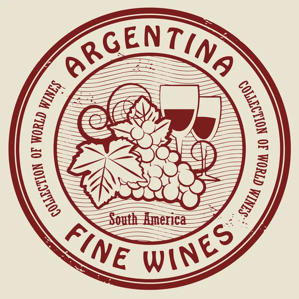 Sello de goma grunge con palabras Argentina, Vinos Finos — Archivo Imágenes Vectoriales