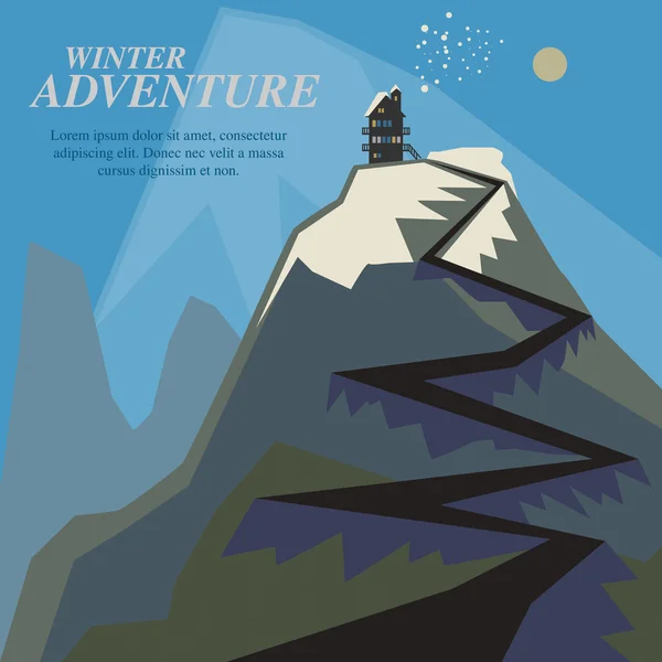 Inverno montanha aventura fundo —  Vetores de Stock