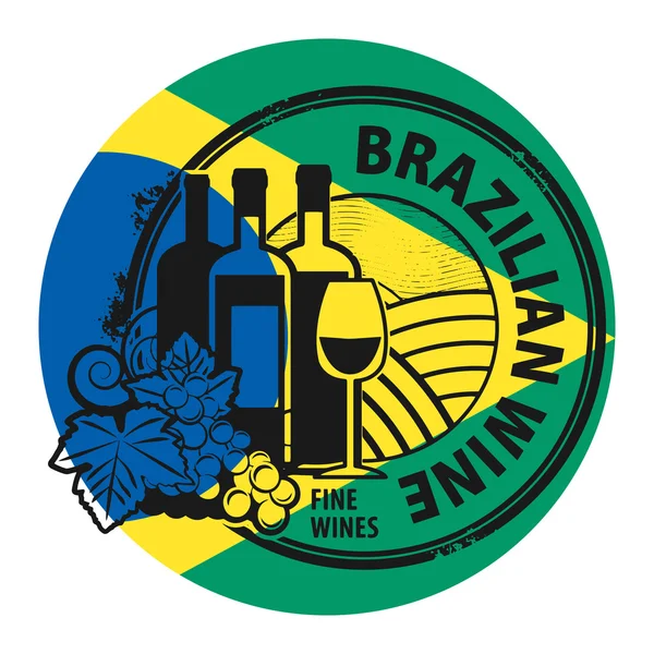 Grunge-Stempel mit brasilianischem Wein — Stockvektor