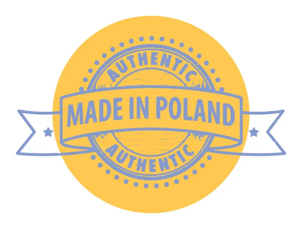 Stamp with the text Authentic, Made in Poland — Stock Vector