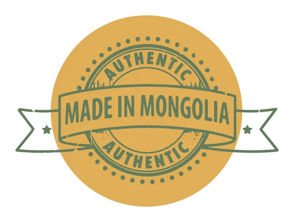 Sello con el texto Auténtico, Hecho en Mongolia — Vector de stock