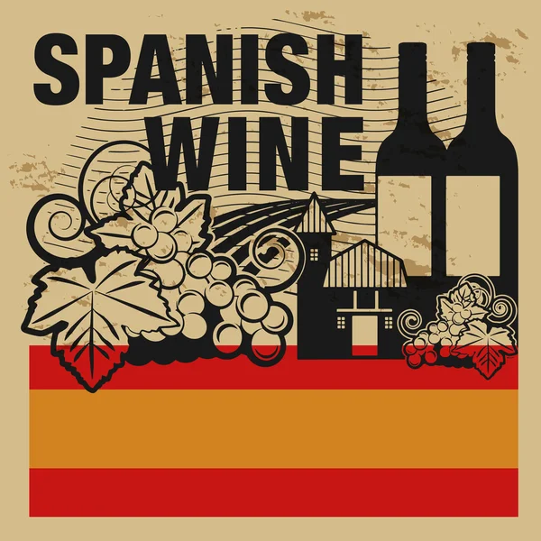 Grunge-Stempel mit Worten spanischer Wein — Stockvektor