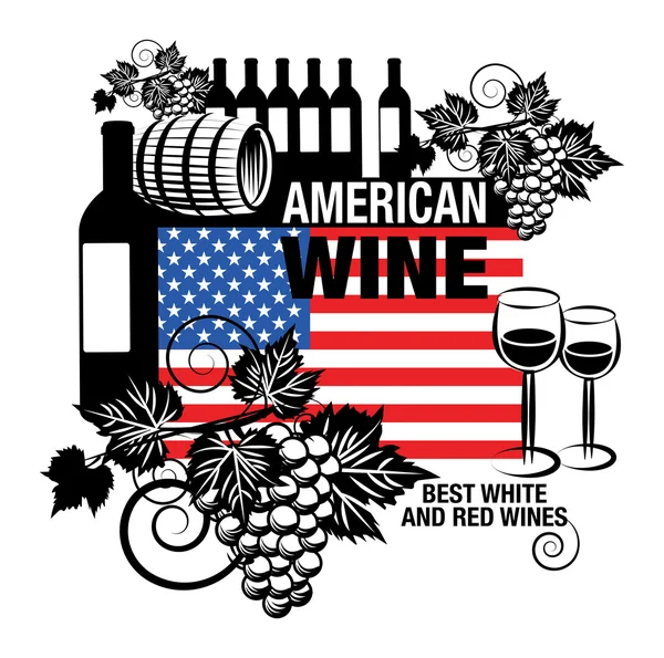 Damga veya kelime Amerikan şarap etiketi — Stok Vektör